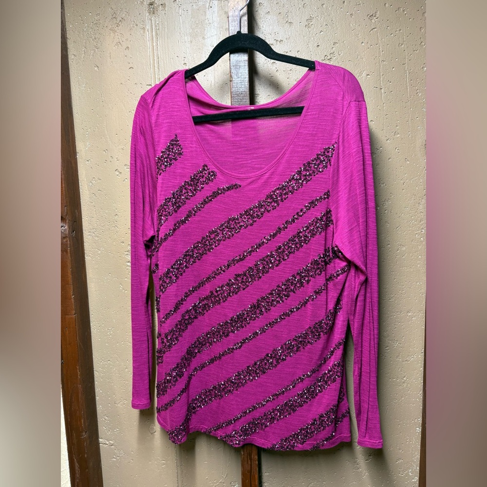 Coldwater Creek 1X Fuchsia Long Sleeved Shirt